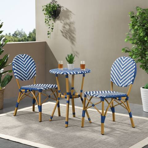 Picardy Outdoor Aluminum and Wicker Outdoor French Bistro Set by Christopher Knight Home