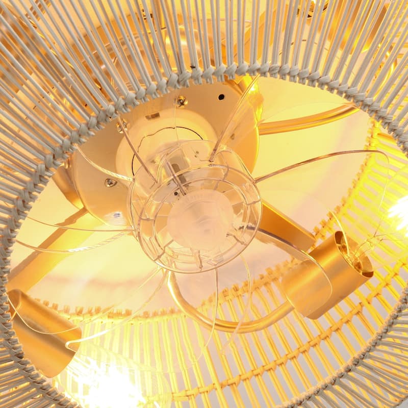 20" 4-Light Farmhouse Flush Mount Ceiling Fan with Light