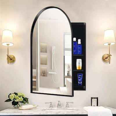 Roomfitters 24x36" Arched Recessed Medicine Cabinet, Metal Framed Storage Cabinet with Mirror for Bathroom