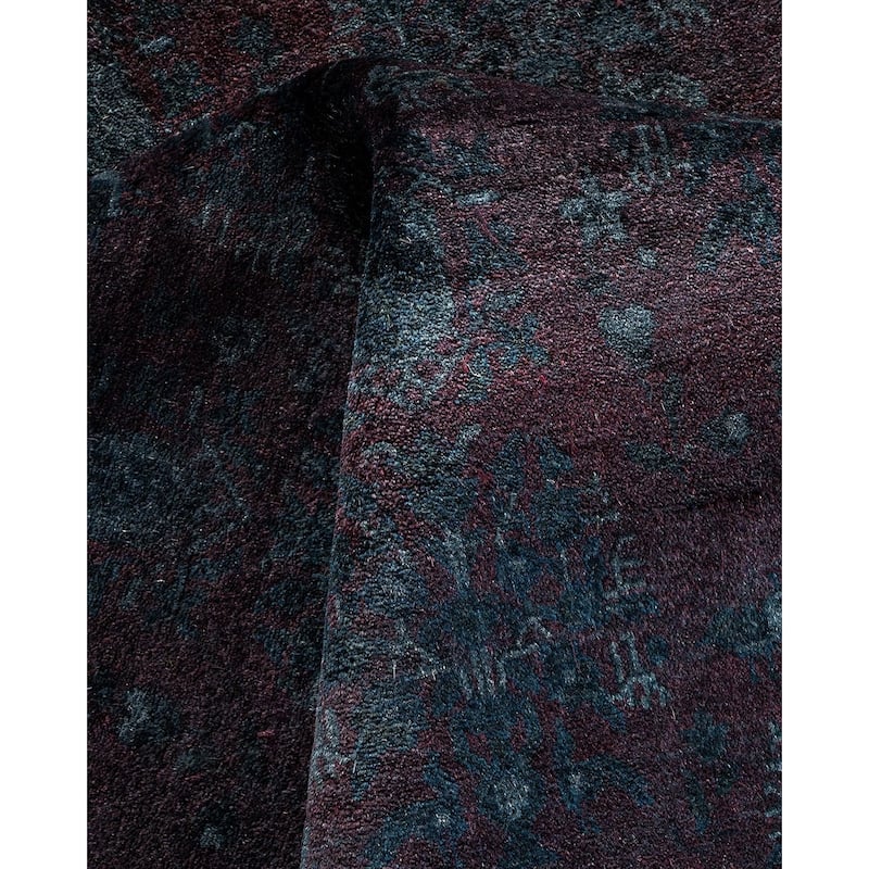 Overton Hand Knotted Wool Vintage Inspired Modern Contemporary Overdyed Black Area Rug - 8' 1" x 10' 3"