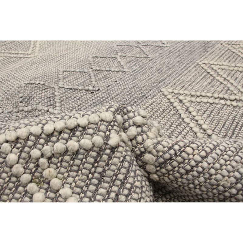 ECARPETGALLERY Braid weave Sienna Grey Wool Rug - 6'1 x 8'10