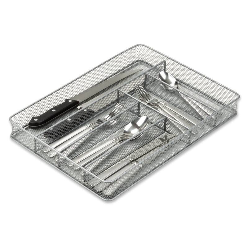 Silver Mesh Cutlery and Flatware Organizer A Stylish and Functional Addition to Your Kitchen