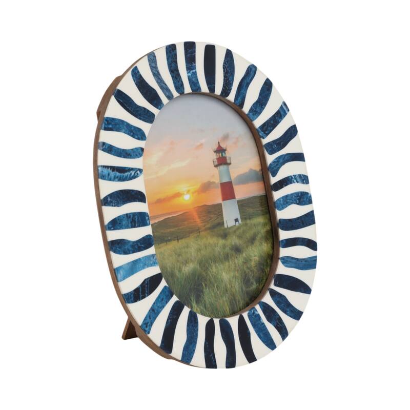 Resin Oval Picture Frames Bold Striped Design for Wall Decor Accent