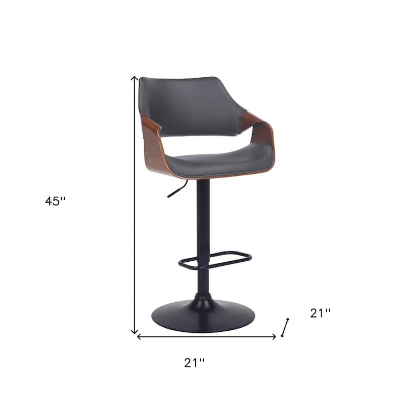 Fabric Swivel Adjustable Height Bar Chair with Iron Frame, Wood Accent and Footrest - 21” D x 21” W x 45” H