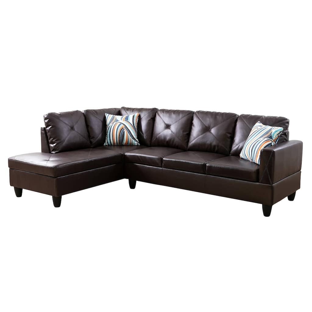 Brown Faux Leather 3-Piece Couch Living Room Sofa Set