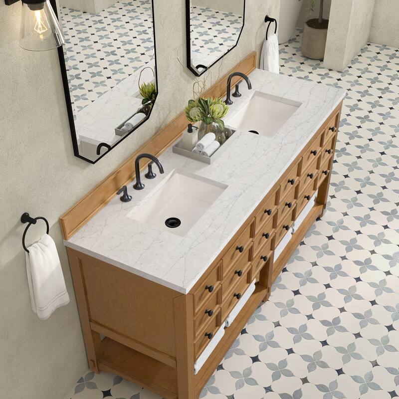 Malibu 72" Double Vanity Cabinet, Amber Birch