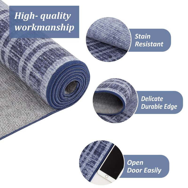 Washable Area Rugs for Living Room, Soft Modern Bordered Rug Non Slip Low Profile Carpets for Bedroom Dining Room