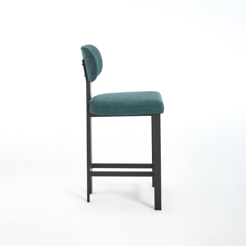 Modern Upholstered Fabric Barstools with Metal Legs (Set of 2)