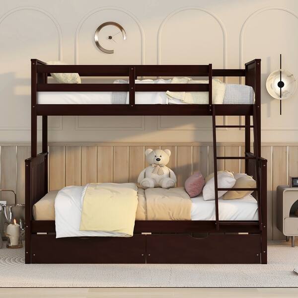 slide 2 of 73, Multifunctional & Useful Design Wood Bunk Bed with Solid Construction and Maximized Storage Space Espresso