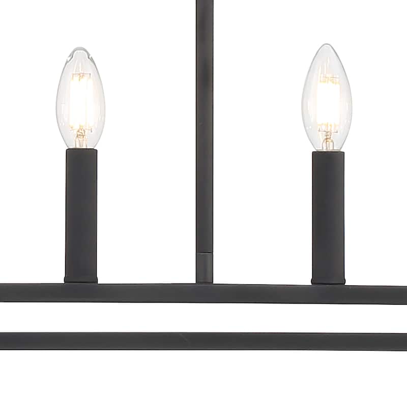 Farmhouse Black 6-light Rectangle Chandelier Linear Lighting for Dining Room