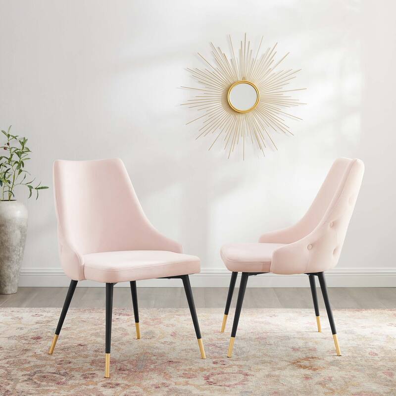 Modway Adorn Dining Side Chair Performance Velvet in Navy, Set of 2