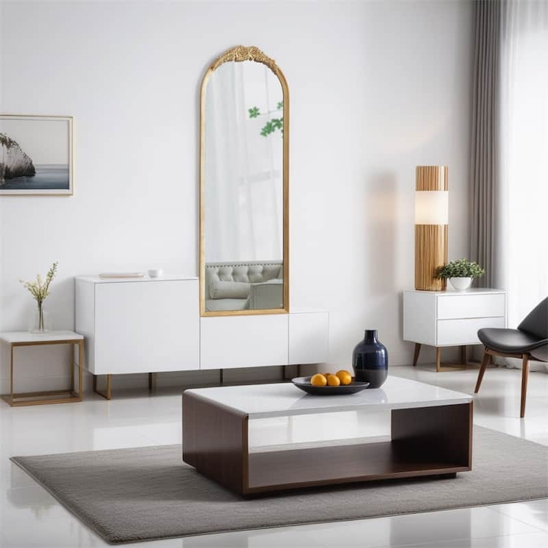 19"x56" Wood Floor Mirror,Full Body Mirror Dressing Make up Mirror