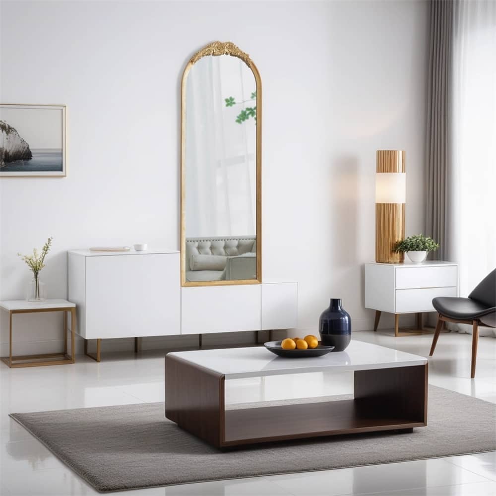 19"x56" Wood Floor Mirror,Full Body Mirror Dressing Make up Mirror