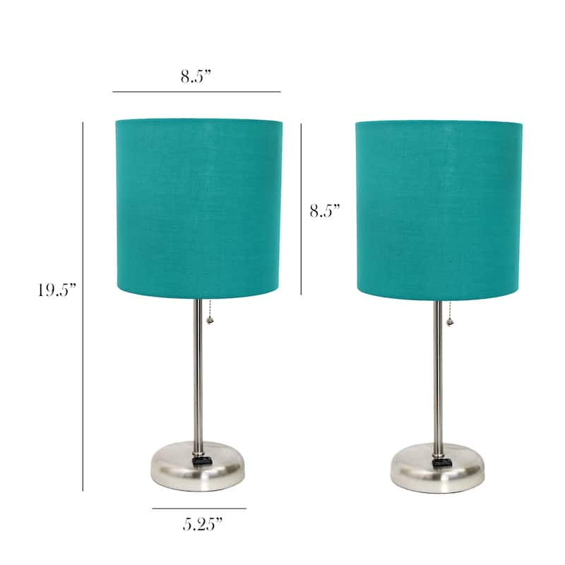 Simple Designs 19.5" 2 Pack Table Desk Lamp Set with Charging Outlet - 19.50