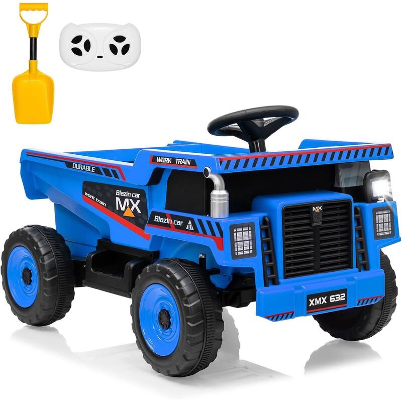 Electric 12V Ride On Dump Truck, Construction Vehicles for Kids - Blue
