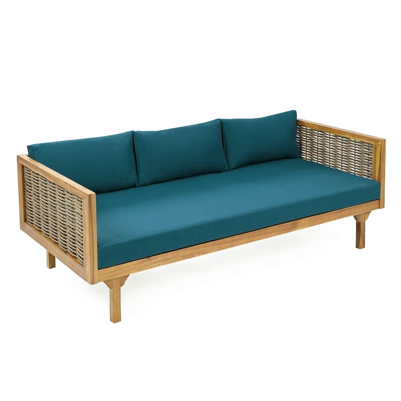 Christopher Knight Home - Claremont 3-Seater Daybed + Acacia Wood Table Patio Furniture Set