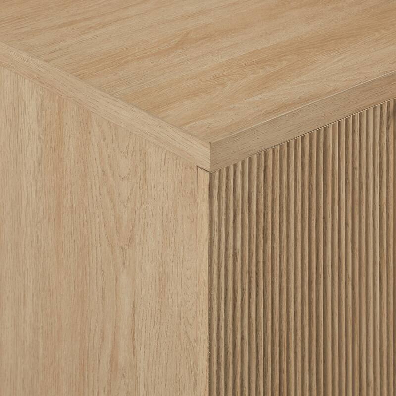 Modern Scandi Fluted-Door Storage Console - Coastal Oak