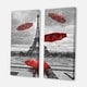 preview thumbnail 2 of 4, Designart 'Flying Umbrella with Eiffel Tower' Cityscapes Canvas Wall Art Print 2 Piece Set
