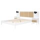 preview thumbnail 10 of 8, Queen Size Solid Wood Bed Frame with 2 Nightstands, Platform Bed with Lamps, Rattan and Wood Combination, White