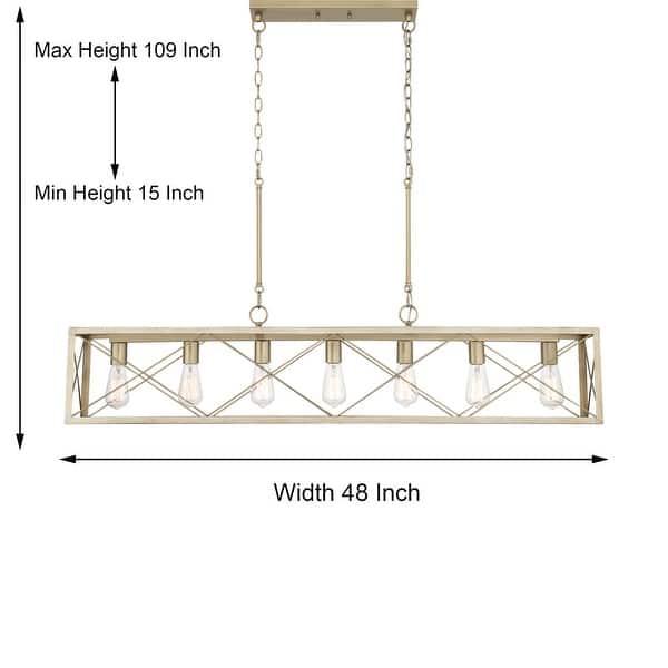 dimension image slide 0 of 3, Kiro 5-light Farmhouse Linear Chandelier Faux Wood Dining Lighting with UL Certified - 36''