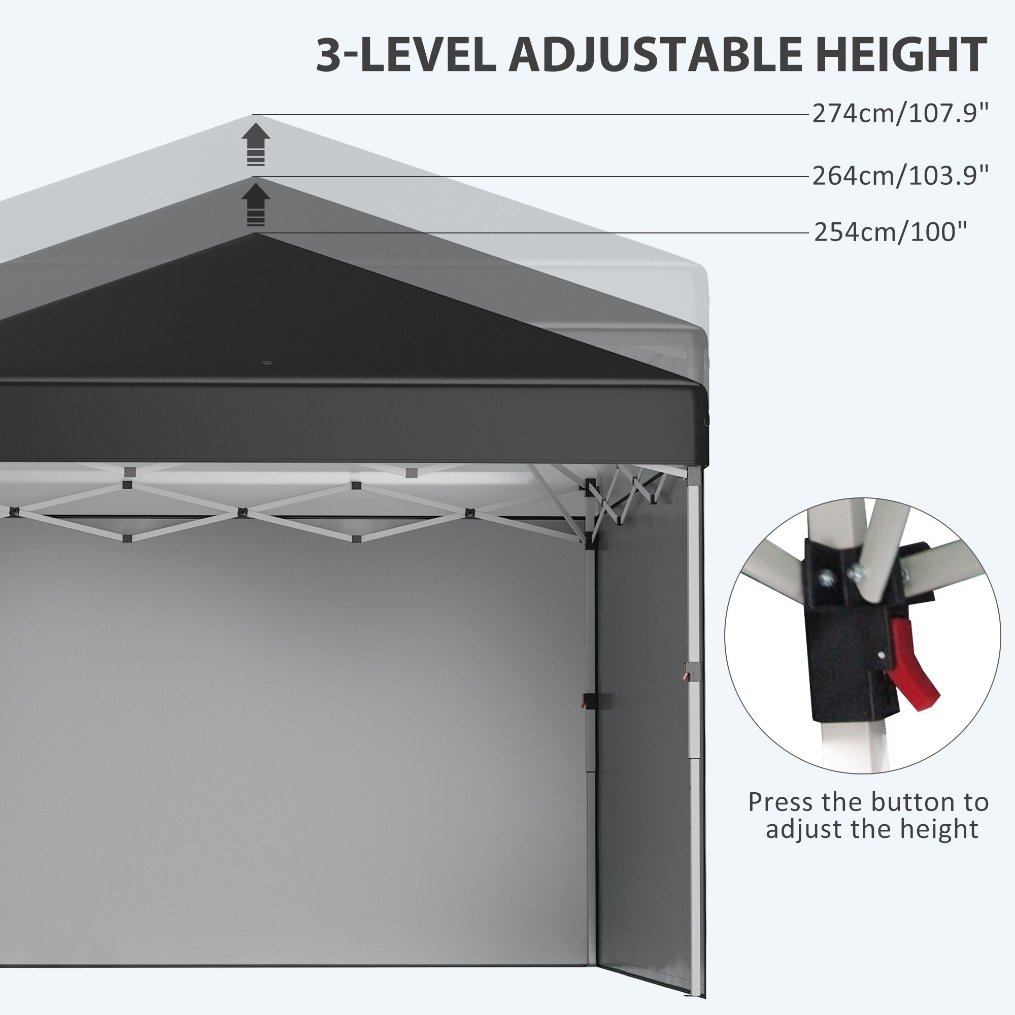 Outsunny 10' x 10' Pop Up Canopy with 3 Sidewalls, Leg Outsunny 10' x 10' Pop Up Canopy with 3 Sidewalls, Leg