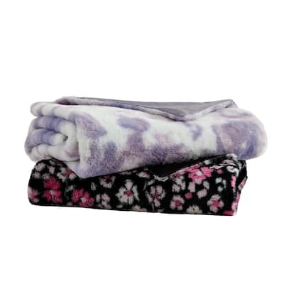 Betsey Johnson Faux Fur Reversible Throw Blanket