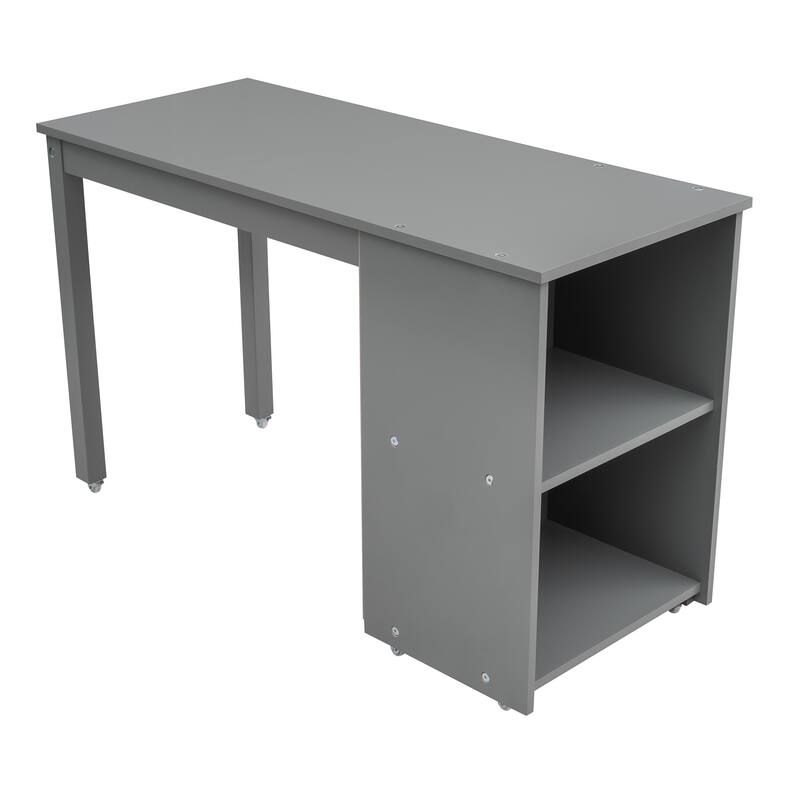 Compact Twin Loft Bed with Storage Drawers and Rolling Desk in Gray
