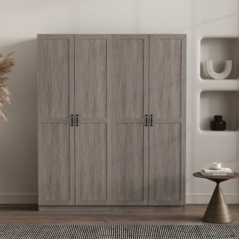 Manhattan Comfort Cornelia Modern Storage Closet 1.0 with 14 Adjustable Shelves - N/A - Grey Set of 2