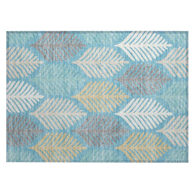 Machine Washable Indoor/ Outdoor Modern Fern Chantille Rug