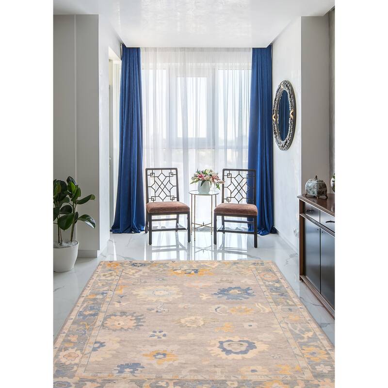 ECARPETGALLERY Hand-knotted Modern Oushak Light Grey Wool Rug - 10' 1" x 13' 9"