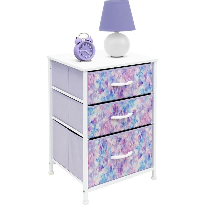 Nightstand 3-Drawer Shelf Storage - Bedside Furniture End Table Chest