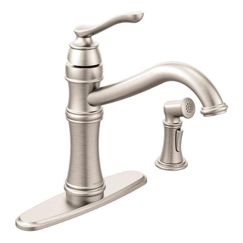 Moen Belfield1.5 GPM High-Arc Single Handle Kitchen Faucet with Side - Spot Resist Stainless