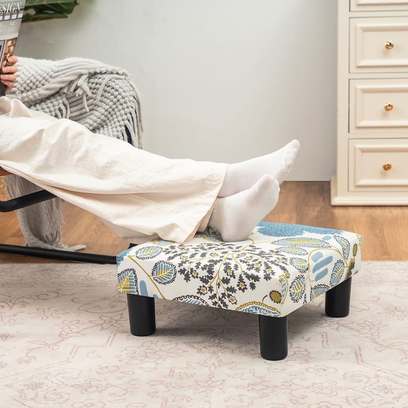 Adeco Ottoman Upholstered Fabric Footrest Pet Steps Dog Stair Stool