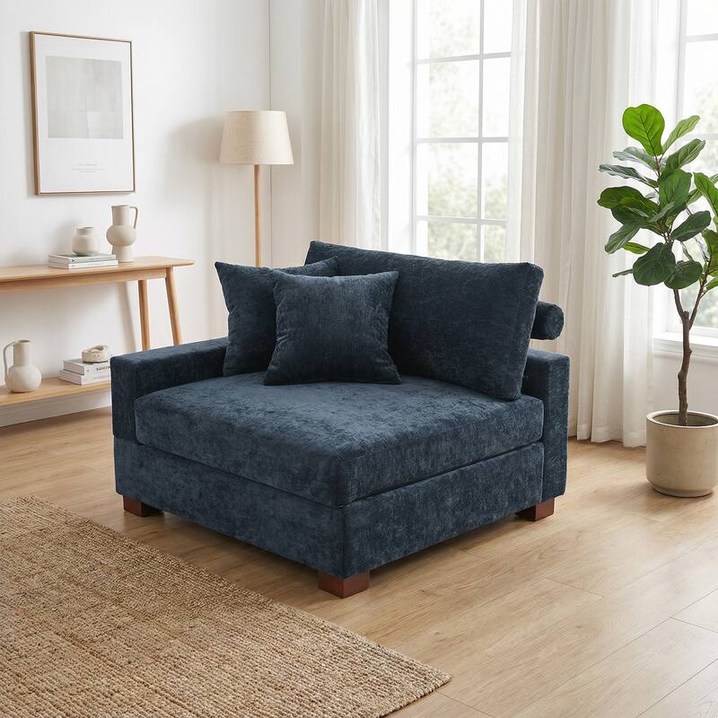 Chenille Upholstered Armless Accent Chair With Plush Cushion