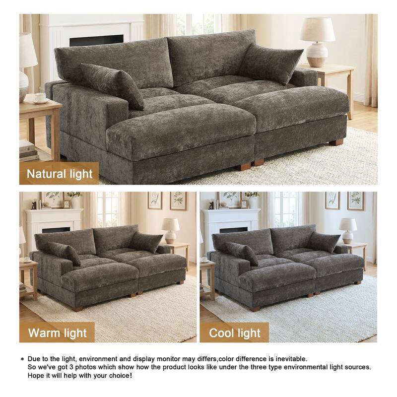 82.5"W Chenille Upholstered Sectional Modular Sofa With Chaise