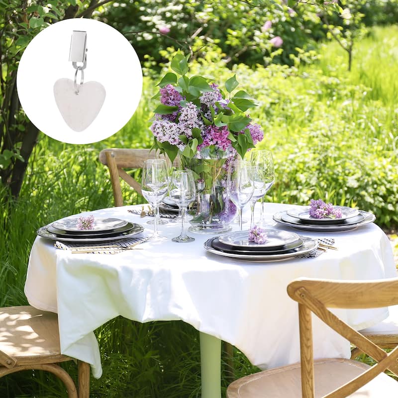 8PCS Marble Heart Shape Tablecloth Weights with Metal Clip