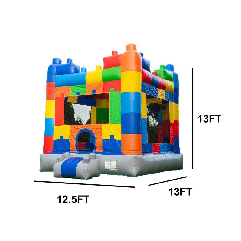 HeroKiddo Block Party Commercial Grade Inflatable Bounce House for Kids and Adults with Air Blower, Lightweight, Outdoor Fun