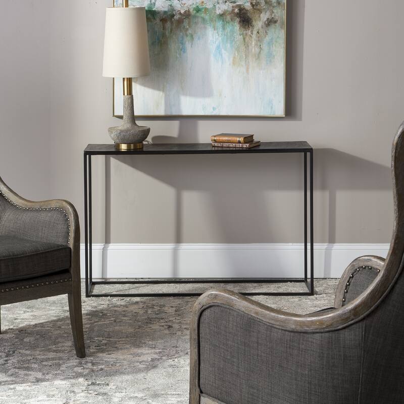 46.5" black and bronze textured industrial style console table