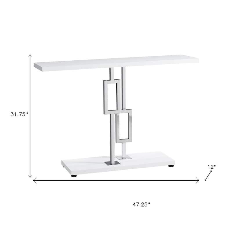 HomeRoots 47" White Floor Shelf Console Table With Storage - 47.25 in. x 31.75 in. x 12.00 in.