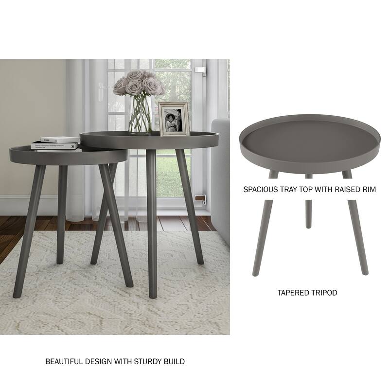 Lavish Home Set of 2 Nesting End Tables - Slate Gray