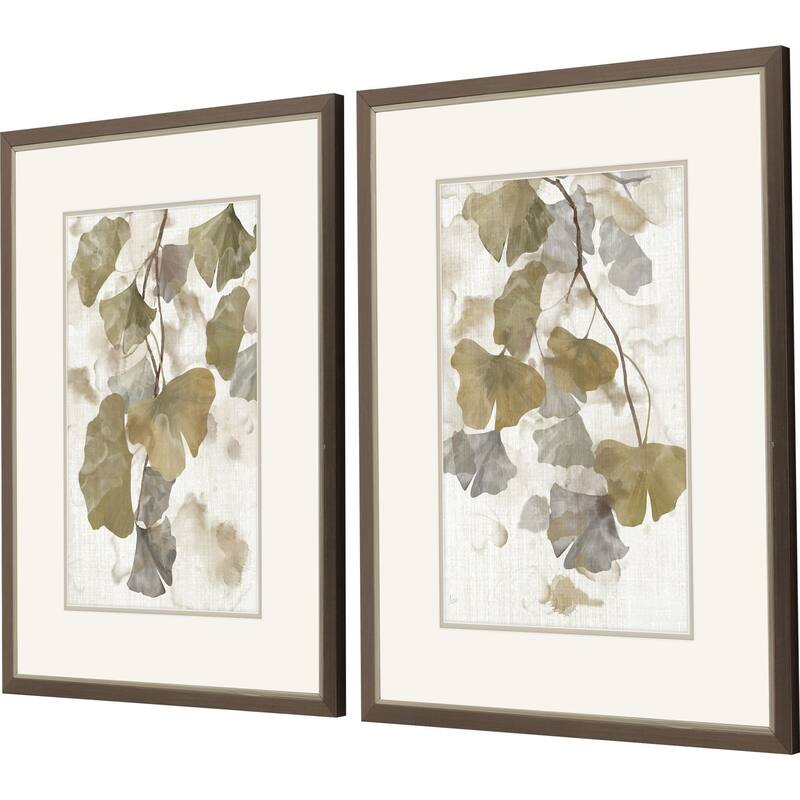 HomeRoots Set Of Two Gingko Accent Silver Framed Wall Art