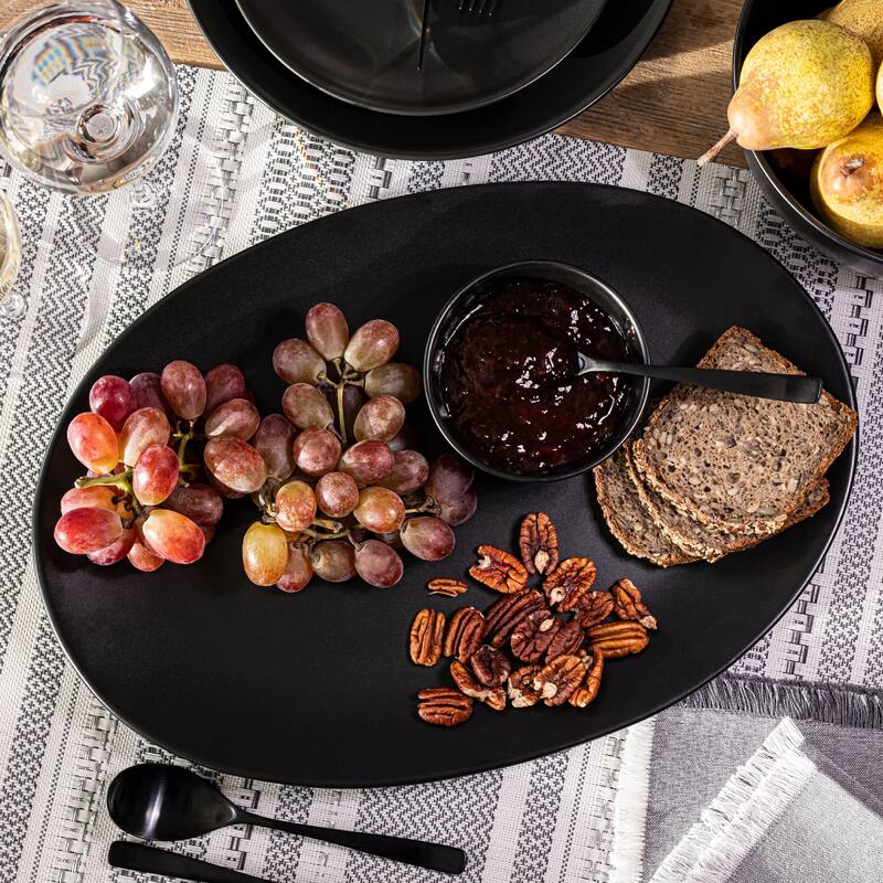 over&back Coupe Semi Matte Stoneware Oval Serving Platter