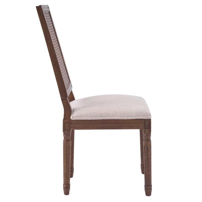 Christopher Knight Home - French Country Dining Chairs Set with Elegant Cane Backrest & Upholstered Seats with Fluted Legs