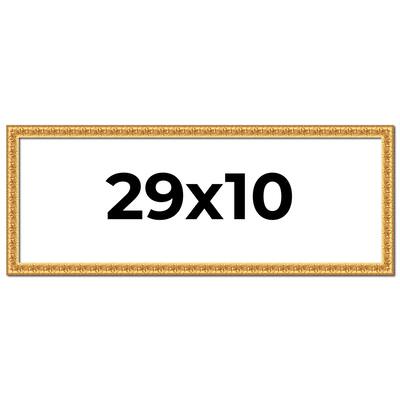 29x10 Frame Gold Real Wood Picture Frame Width 1 inches | Interior