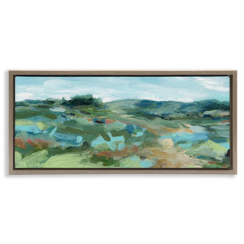 Stupell Painterly Landscape Greenery Framed Floater Canvas Wall Art Design By Carol Robinson - 25 x 11 - Brown