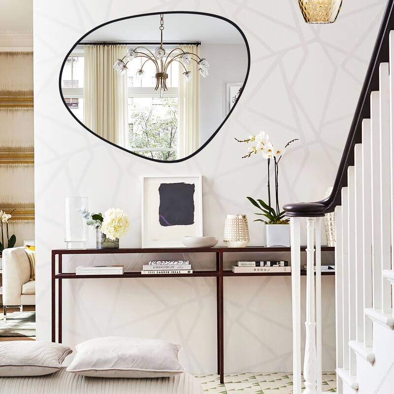 Contemporary Asymmetrical Mirror, Pebble Shaped Irregular Mirror