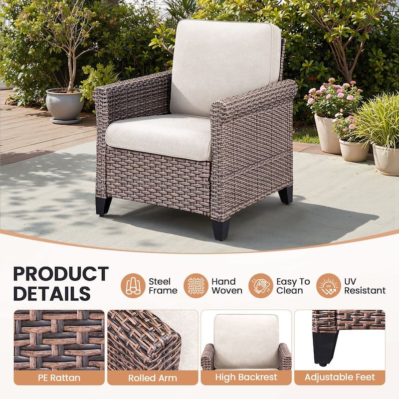 Pocassy Outdoor Sofa Swivel Chairs Patio Chair Funiture Set