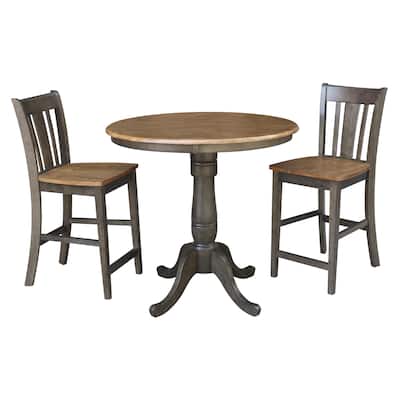 36" Round Counter Height Table With 2 San Remo Stools - 3 Piece Set