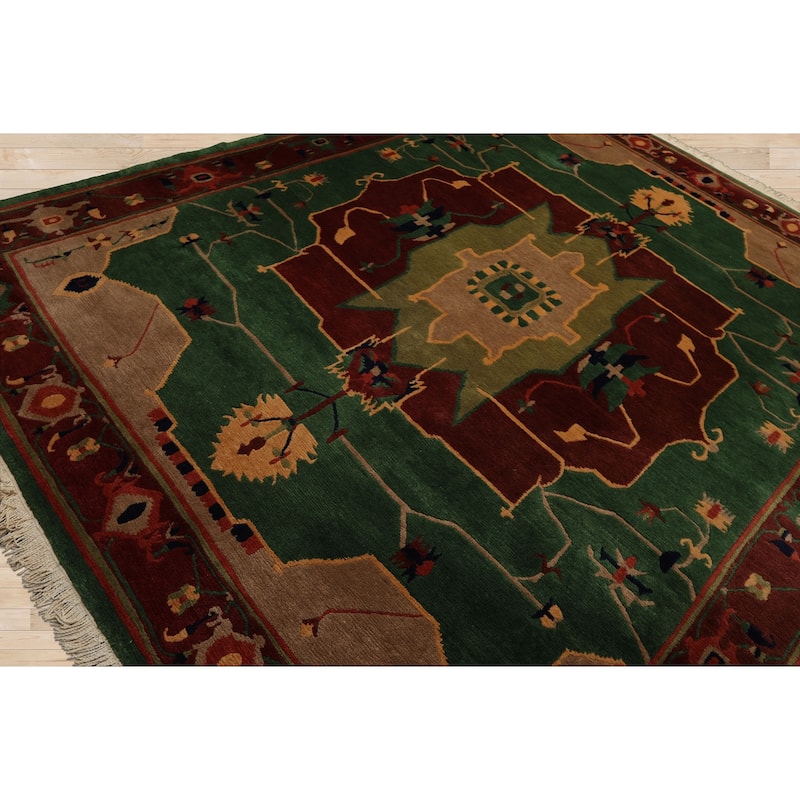 8x9'10'' Hand Knotted Wool Green Tibetan Art Plush Pile Tufenkian Rug - 8' x 9' 10''