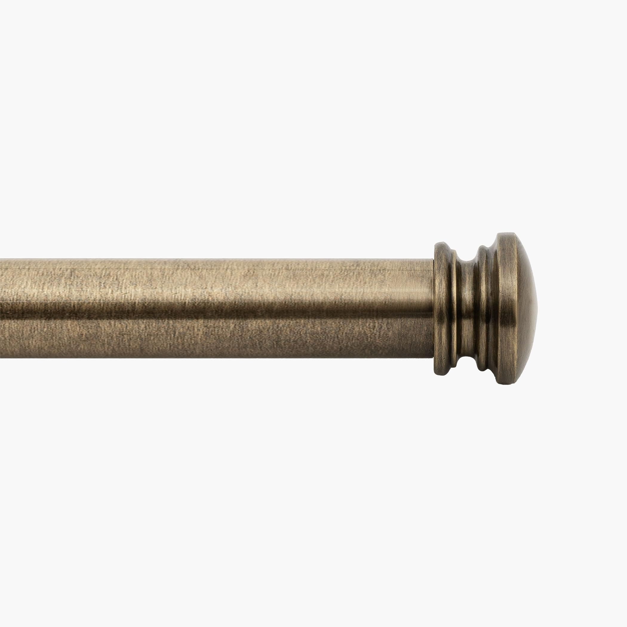 Deco Window 18-44 Inch Adjustable Curtain Rod, 1 Inch Metal Drapery Rod with End Cap Finials, Antique Brass